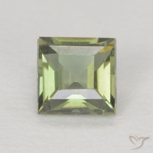 0.20 ct Green Kornerupine Gemstone, Kornerupine Gem in Square Facet Shape for Sale.