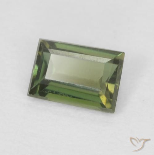 0.25 ct Green Kornerupine Stone, Natural Kornerupine in Baguette Facet Shape for Sale