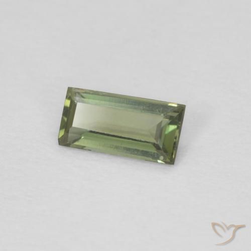 0.20 ct Green Kornerupine Stone, Natural Kornerupine in Baguette Facet Shape for Sale