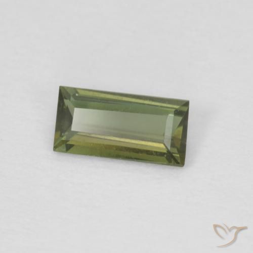 0.25 ct Green Kornerupine Stone, Natural Kornerupine in Baguette Facet Shape for Sale