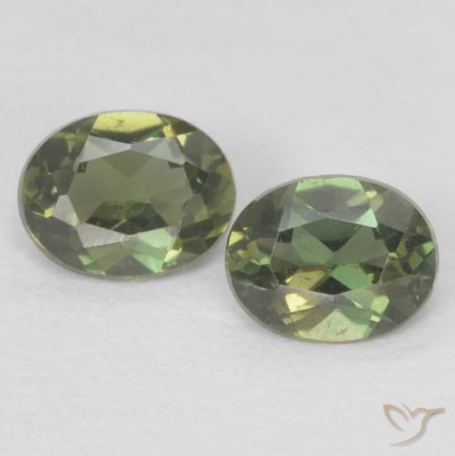 0.37 ctw Green Kornerupine Stones, Natural Kornerupine in Oval Facet Shape for Sale