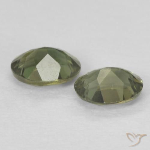 Kornerupine Gemstones in 4 x 3.1 mm Size for Sale, Kornerupine Stones in Medium Dark-Green Color