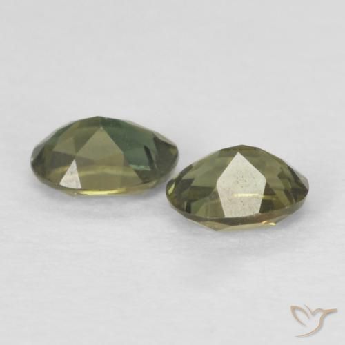 Kornerupine Gemstones in 3.6 x 2.7 mm Size for Sale, Kornerupine Stones in Warm Forest Green Color