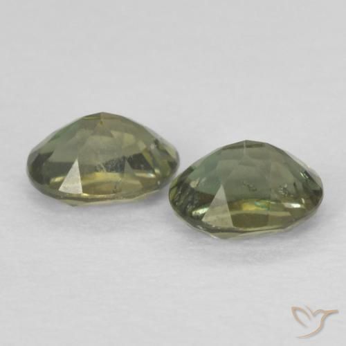 Kornerupine Gemstones in 3.8 x 3 mm Size for Sale, Kornerupine Stones in Warm Forest Green Color