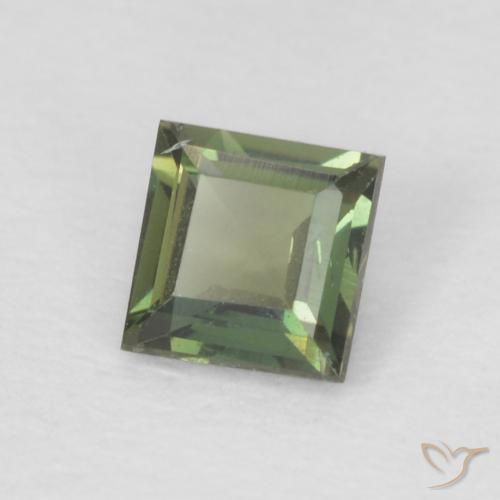 0.21 ct Green Kornerupine Stone, Natural Kornerupine in Square Facet Shape for Sale