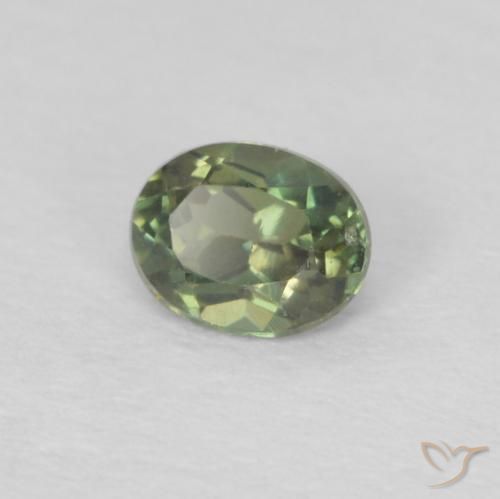 0.17 ct Green Kornerupine Stone, Natural Kornerupine in Oval Facet Shape for Sale