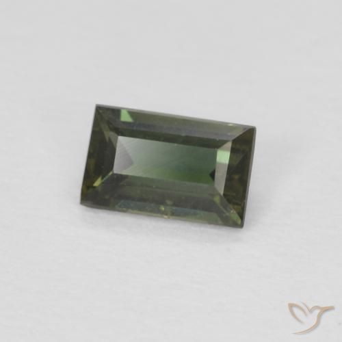 0.27 ct Green Kornerupine Stone, Natural Kornerupine in Baguette Facet Shape for Sale