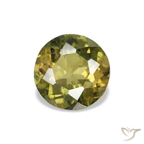 0.40 ct Green Kornerupine Gemstone, Kornerupine Gem in Round Facet Shape for Sale.