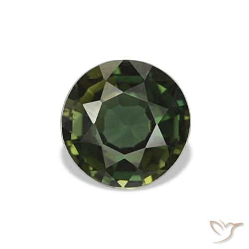 0.64 ct Green Kornerupine Gemstone, Kornerupine Gem in Round Facet Shape for Sale.