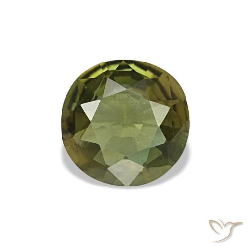 0.35 ct Green Kornerupine Gemstone, Kornerupine Gem in Round Facet Shape for Sale.