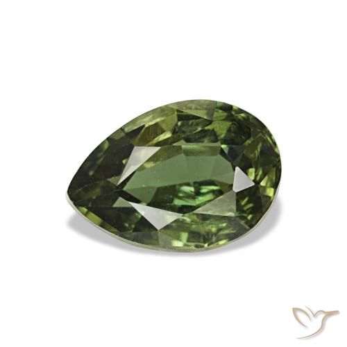 0.77 ct Green Kornerupine Gemstone, Kornerupine Gem in Pear Facet Shape for Sale.