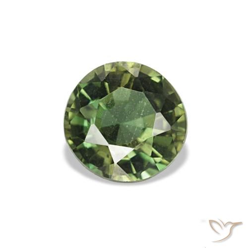 0.42 ct Green Kornerupine Gemstone, Kornerupine Gem in Round Facet Shape for Sale.