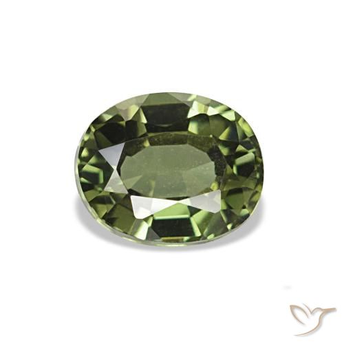 0.61 ct Green Kornerupine Gemstone, Kornerupine Gem in Oval Facet Shape for Sale.