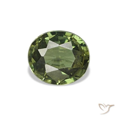 0.63 ct Green Kornerupine Gemstone, Kornerupine Gem in Oval Facet Shape for Sale.