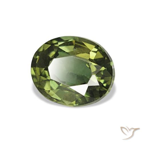 0.87 ct Green Kornerupine Stone, Natural Kornerupine in Oval Facet Shape for Sale