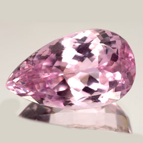 27.82 ct Pink Kunzite Gemstone, Kunzite Gem in Pear Facet Shape for Sale.