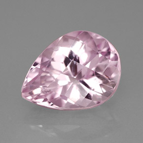 5.18 ct Pink Kunzite Gemstone, Kunzite Gem in Pear Checkerboard Shape for Sale.