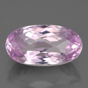 5.71 ct Pink Kunzite Gemstone, Kunzite Gem in Oval Checkerboard Shape for Sale.