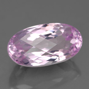 5.71 ct Pink Kunzite Stone, Natural Kunzite in Oval Checkerboard Shape for Sale