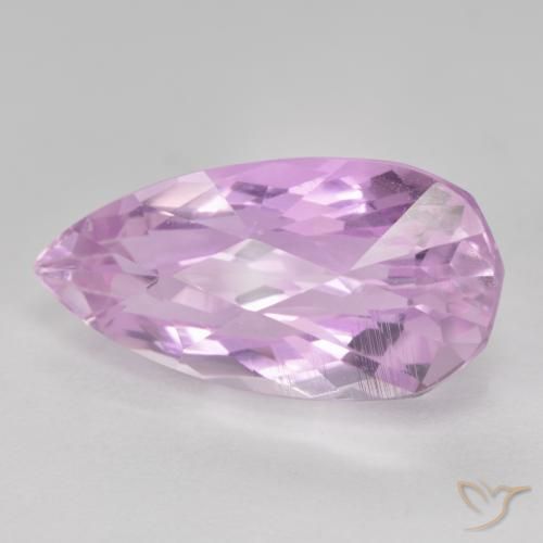 12.04 ct Pink Kunzite Stone, Natural Kunzite in Pear Checkerboard Shape for Sale