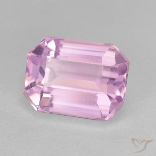 4.42 ct Pink Kunzite Stone, Natural Kunzite in Octagon Step Cut Shape for Sale