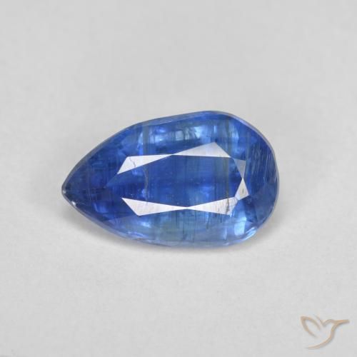 10,6 x 6,7mm birnenschliff blauer Kyanit aus Nepal, Gewicht 2,55 ct, 1 Stück Kyanit - Farbe: Dunkelblau, natürlicher Edelstein in SI-I1 Reinheit, Mohs-Härte von 6 - 7, Photo A