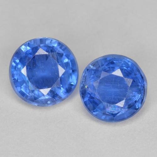 Par de Cianita Circular a juego de 5,2mm - Peso 1,32 ct en total / promedio. 0,66 ct cada uno, piedra preciosa natural No tratado, color Azul claro con claridad si, dureza Mohs 6 - 7, Photo A