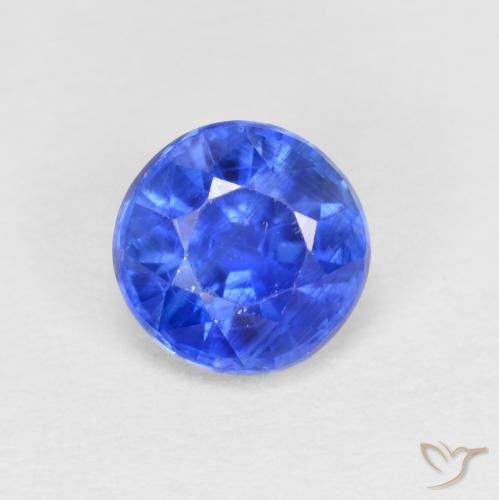 5,1mm blauer Kyanit im Rundschliff aus Nepal, Gewicht 0,7 ct, Garantiert echter Edelstein in SI Reinheit, 1 Stück Kyanit - die Farbe ist Kornblumenblau, Mohs-Härte von 6 - 7, Photo A