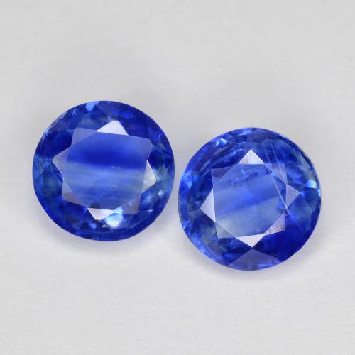 2 pièces assorties Disthène Bleu Tour de taille 6,1mm, poids total de 2,03 ct / moyenne de 1,02 ct chacune, Bleu foncé avec pureté si, pierre gemme naturelle Non traité, dureté de Mohs 6 à 7, Photo A
