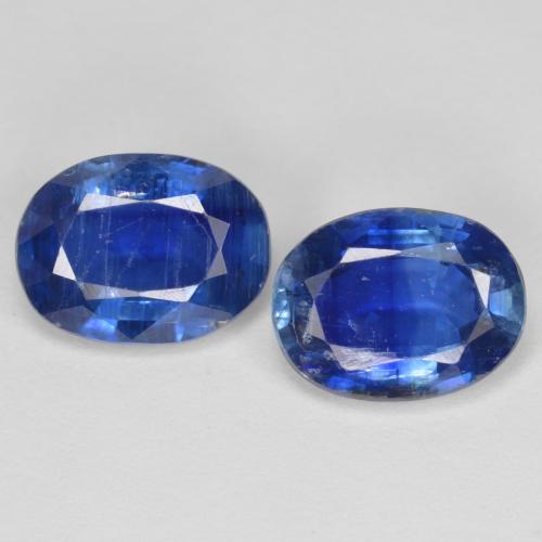 2 шт. пара Овал Кианит размером 8,3 x 6,2 mm, общий вес 2,96 ct / ср. 1,48 ct каждый, Темно-синий SI, натуральный без дополнительной обработки драгоценный камень, твердость по Моосу 6 - 7, Photo A