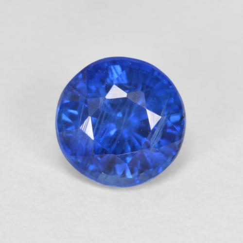 6,1mm blauer Kyanit im Rundschliff aus Nepal, Gewicht 1,22 ct, Garantiert echter Edelstein in VS-SI Reinheit, 1 Stück Kyanit - die Farbe ist Tiefes Azurblau, Mohs-Härte von 6 - 7, Photo A
