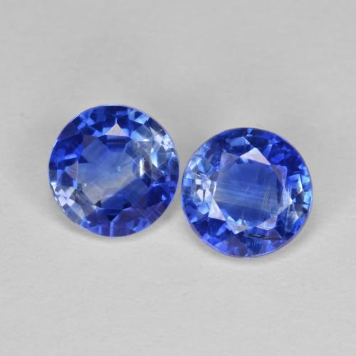 Par de Cianita Circular a juego de 6mm - Peso 1,78 ct en total / promedio. 0,89 ct cada uno, piedra preciosa natural No tratado, color Azul oscuro con claridad vs-si, dureza Mohs 6 - 7, Photo A