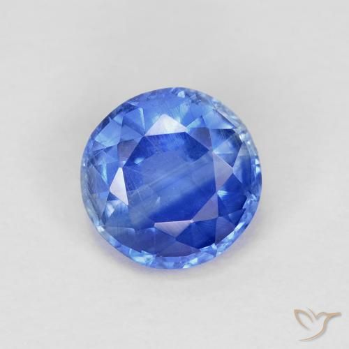1.08ct Natural Deep Azure Blue Kyanite, Round, VS-SI
