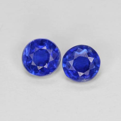 Круглый пара Кианит 3,7 mm - общий вес 0,45 ct / средн. 0,23 ct каждый, Темно-синий цвет, чистота: VS, натуральный без дополнительной обработки драгоценный камень, твердость по Моосу 6 - 7, Photo A