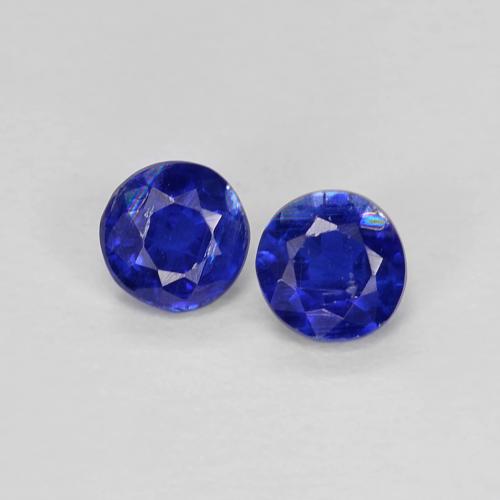 配对 3,5 mm 毫米 圆形蓝色蓝晶石,总重 0,43 克拉/平均。 每颗 0,22 克拉,VS 净度配对蓝晶石,颜色:暗蓝色,天然宝石,莫氏硬度为 6 - 7, Photo A