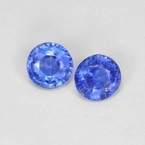 2 Stück runder blauer Kyanit in der Größe 3,5mm, Gewicht 0,36 ct gesamt / durchschn. Je 0,18 ct, Tiefes Azurblau in VS Reinheit, Natürlicher Edelstein, Mohs-Härte 6 - 7 , Photo A