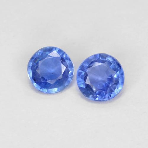 Par a juego de Cianita Azul Faceta Redonda de 3,5mm, peso de 0,37 ct en total / promedio. 0,19 ct cada uno, par de Cianita a juego en claridad VS en color Azul azur intenso, piedra preciosa natural No tratado, dureza Mohs 6 - 7, Photo A