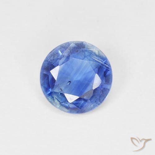 0.85ct Natural Medium Dark Blue Kyanite, Round, SI