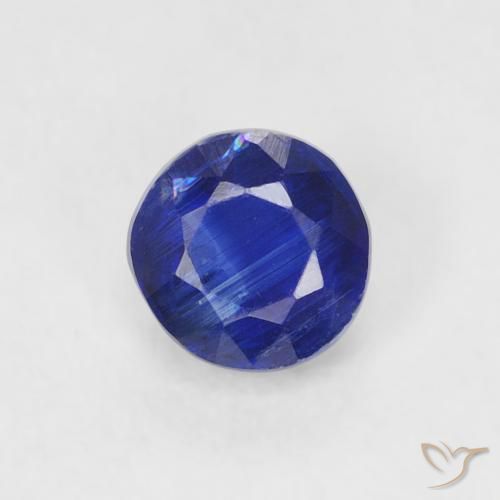 0.36ct Natural Intense Navy Blue Kyanite, Round, SI