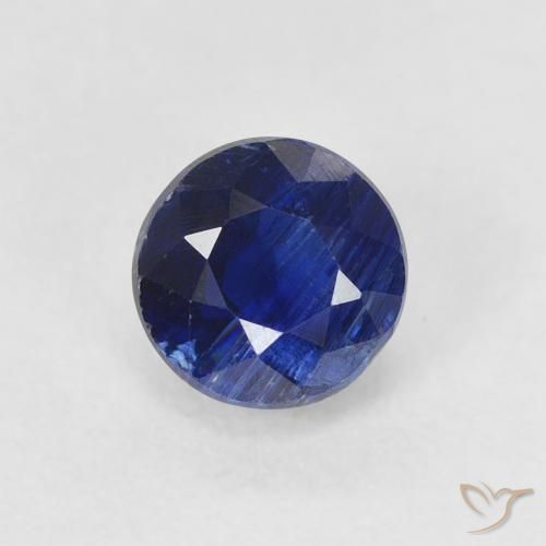 0.80ct Natural Deep Blue Kyanite, Round, SI