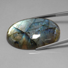72.08 ct Multicolor Labradorite Gemstone, Labradorite Gem in Oval Cabochon Shape for Sale.