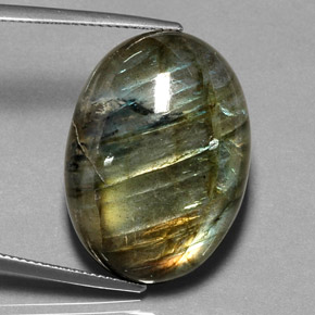 32.58 ct Multicolor Labradorite Stone, Natural Labradorite in Oval Cabochon Shape for Sale