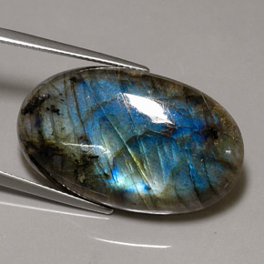 31.68 ct Multicolor Labradorite Stone, Natural Labradorite in Oval Cabochon Shape for Sale