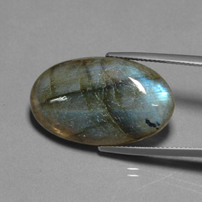 22.69 ct Multicolor Labradorite Gemstone, Labradorite Gem in Oval Cabochon Shape for Sale.