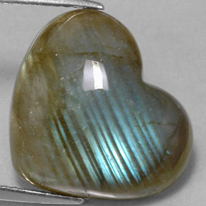 12.26 ct Multicolor Labradorite Gemstone, Labradorite Gem in Heart Cabochon Shape for Sale.