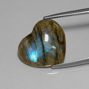 9.11 ct Multicolor Labradorite Gemstone, Labradorite Gem in Heart Cabochon Shape for Sale.