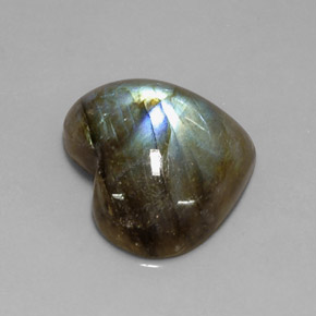 11.96 ct Multicolor Labradorite Stone, Natural Labradorite in Heart Cabochon Shape for Sale