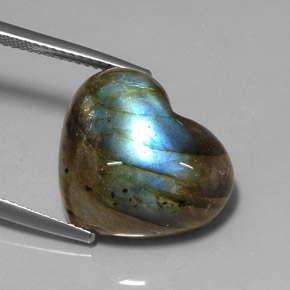 13.91 ct Multicolor Labradorite Stone, Natural Labradorite in Heart Cabochon Shape for Sale