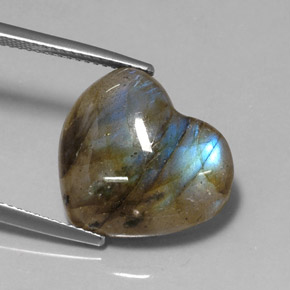 10.21 ct Multicolor Labradorite Stone, Natural Labradorite in Heart Cabochon Shape for Sale