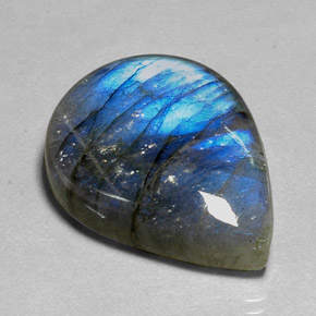 39.94 ct Multicolor Labradorite Gemstone, Labradorite Gem in Pear Cabochon Shape for Sale.